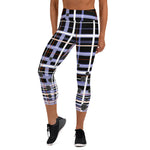 Load image into Gallery viewer, Got Pla(yed)id© &quot;Very Peri&quot; Black, White, &amp; Tangelo Women&#39;s High-Waisted Pickleball Capris, UPF 50+
