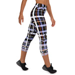 Load image into Gallery viewer, Got Pla(yed)id© &quot;Very Peri&quot; Black, White, &amp; Tangelo Women&#39;s High-Waisted Pickleball Capris, UPF 50+
