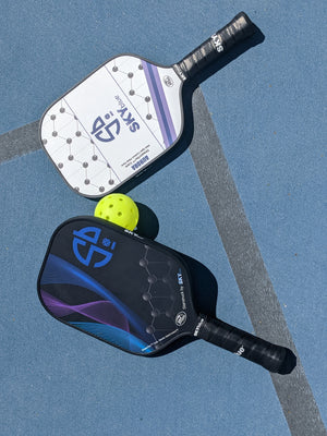 Skyblue Pickleball Starstruck Pickleball Paddle with Atomic Spin Control Carbon Fiber Face for Control and Spin, Elongated Handle, DreamTec Core, USAPA Approved 2022