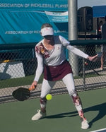 Load image into Gallery viewer, Got Pickleball on my Mind!™ Pickleball Leggings in Shades of Red, Green, and Yellow - UPF 50+
