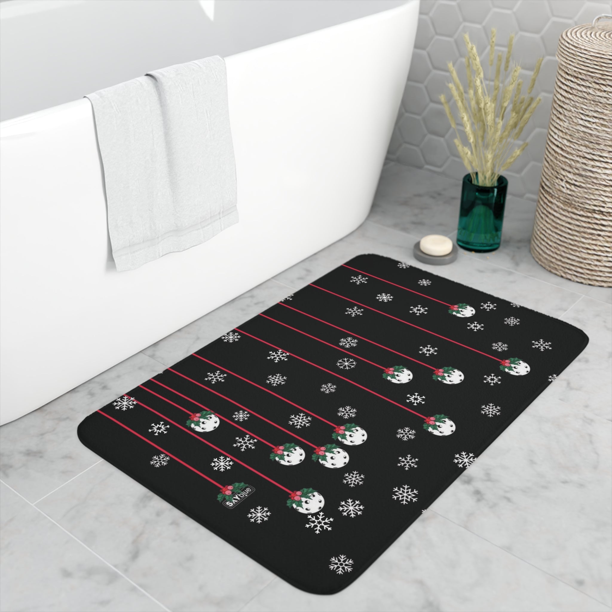 Holly Pickleball© Memory Foam Bath Mat, now available in two sizes!