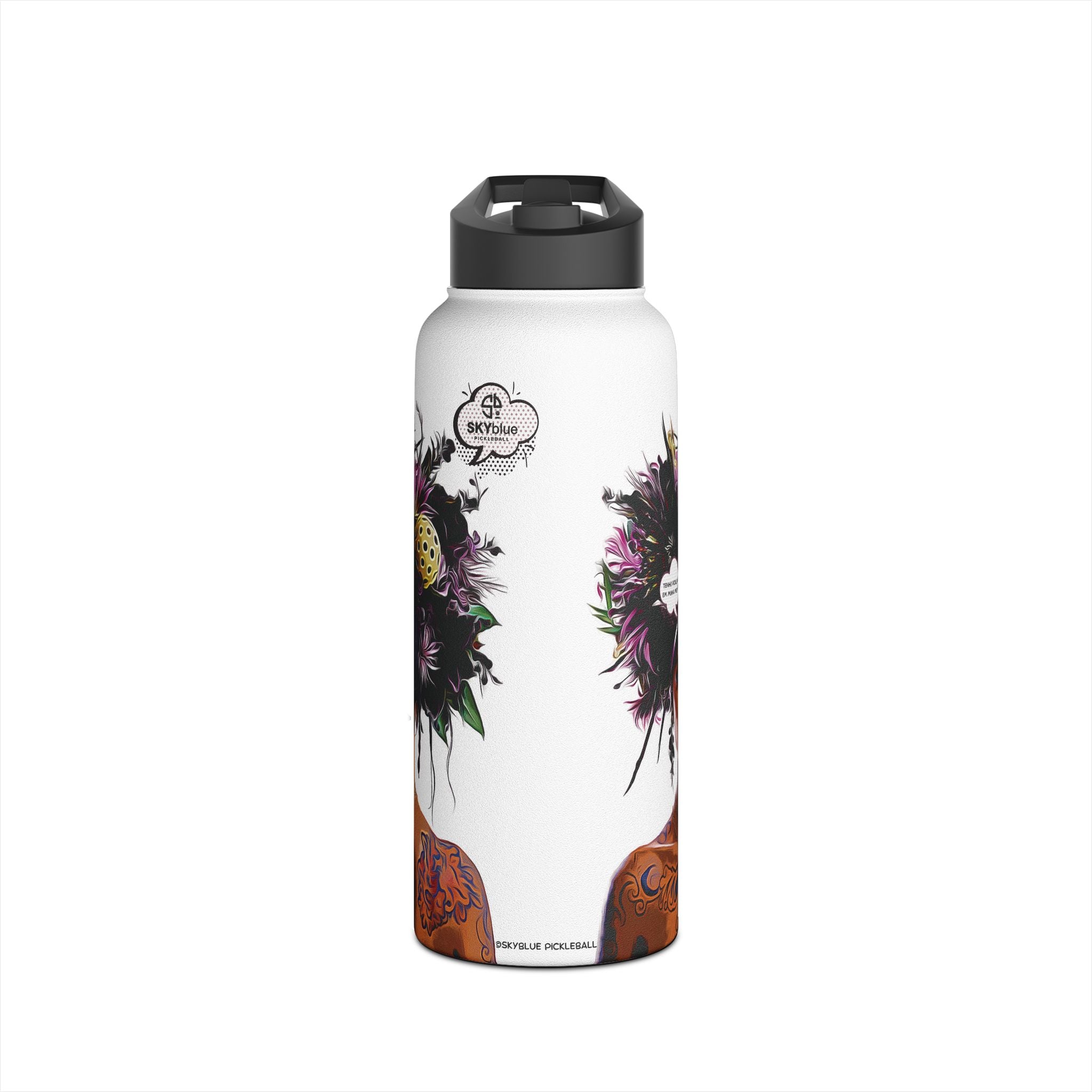 Got Pickleball on my Mind!™ aka Tenho Pickleball na Minha Mente!™ 32oz Stainless Steel Water Bottle