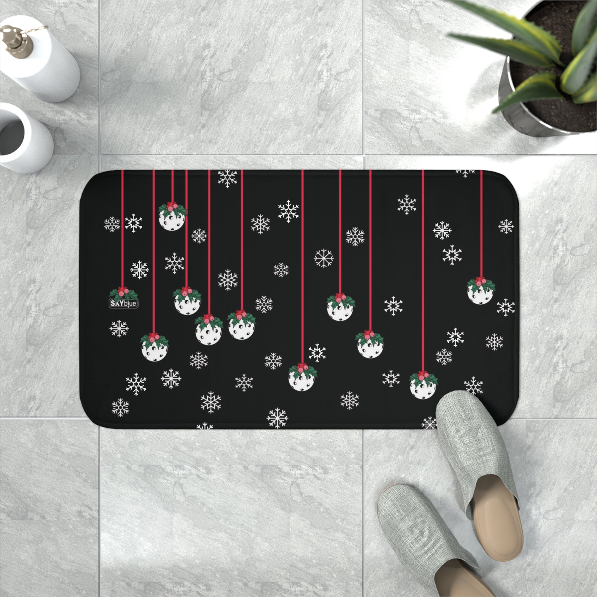 Holly Pickleball© Memory Foam Bath Mat, now available in two sizes!