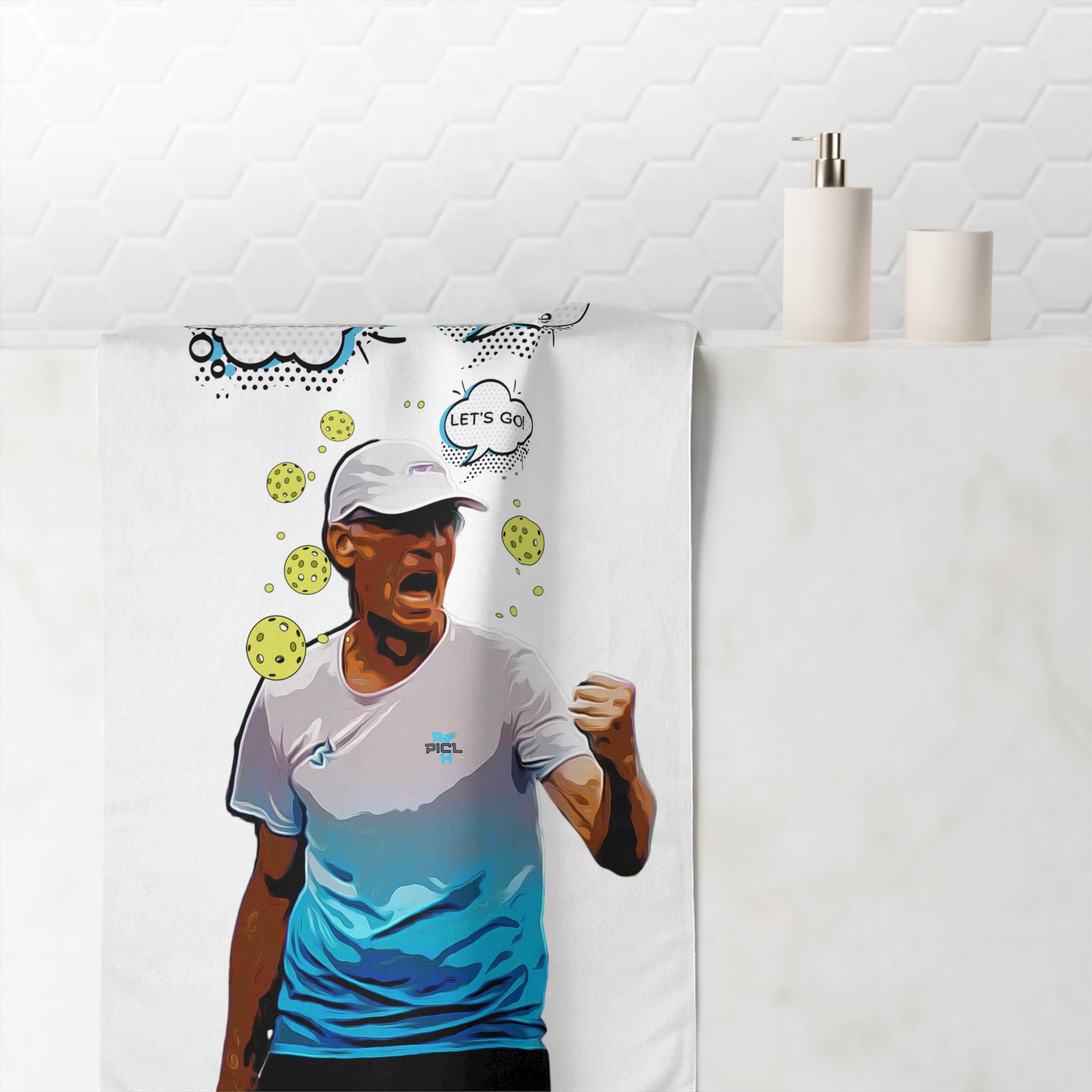 Rich Lively "Got Pickleball on my Mind™" White Mink-Cotton Towel 30x60"