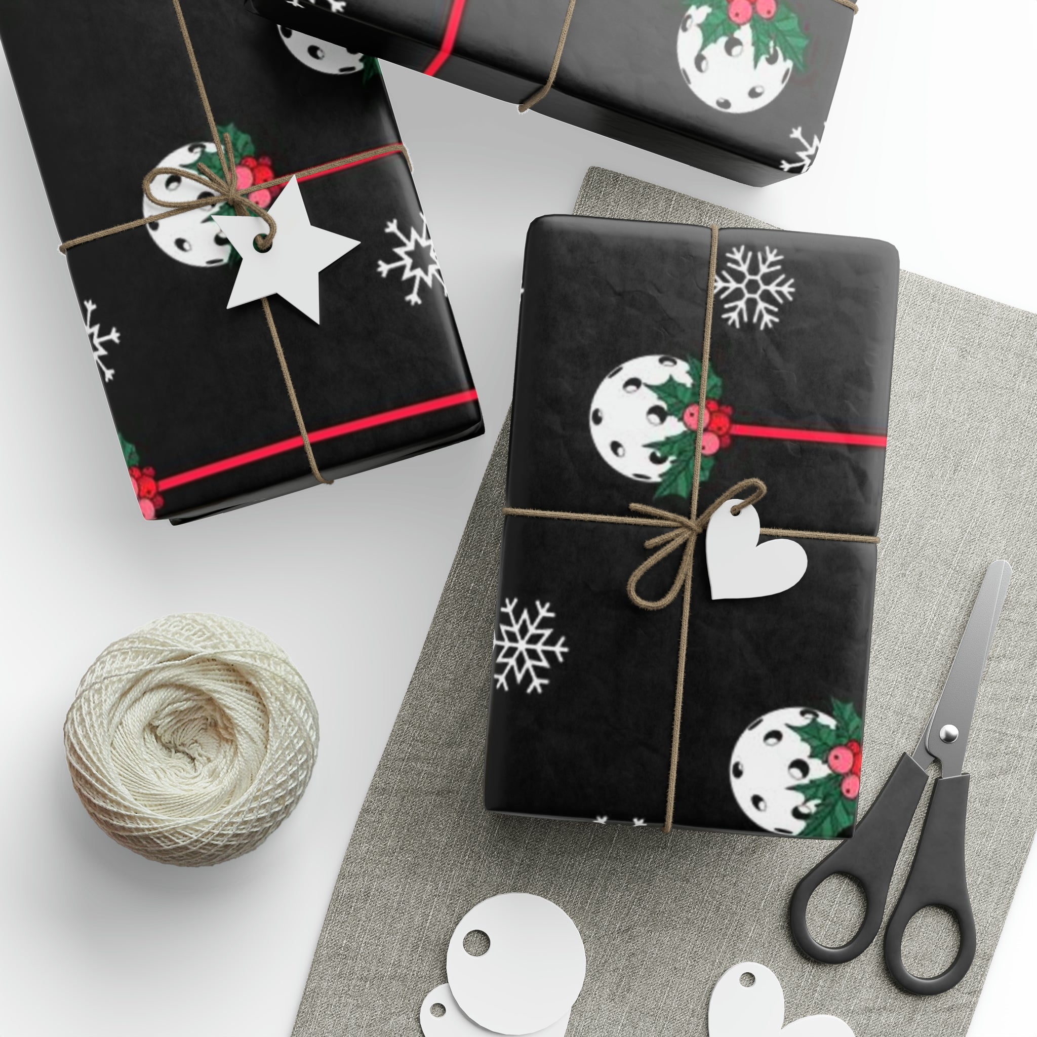 Holly Pickleball© Gift Wrapping Papers! Available in three sizes
