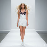 Load image into Gallery viewer, Got Pickleball on my Mind™ Women's Sleeveless Top UPF 50+ - White &amp; Shades of Purple front 
