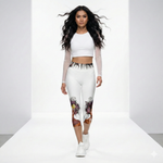 Load image into Gallery viewer, Got Pickleball on my Mind™ aka Pickleball ကိုပဲစွဲလမ်းနေတယ် - Burmese Edition High-Waisted Pickleball Capris, UPF 50+front
