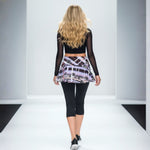 Load image into Gallery viewer, Got Pla(yed)id© Very Peri, Black, White &amp; Tangelo Skirted Pickleball Capri back
