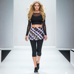 Load image into Gallery viewer, Got Pla(yed)id© Very Peri, Black, White &amp; Tangelo Skirted Pickleball Capri front 
