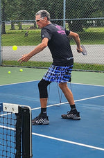 Load image into Gallery viewer, Got Pla(yed)id© Black, White, Blue &amp; Fuchsia Men&#39;s Long Casual Shorts for Pickleball Enthusiasts
