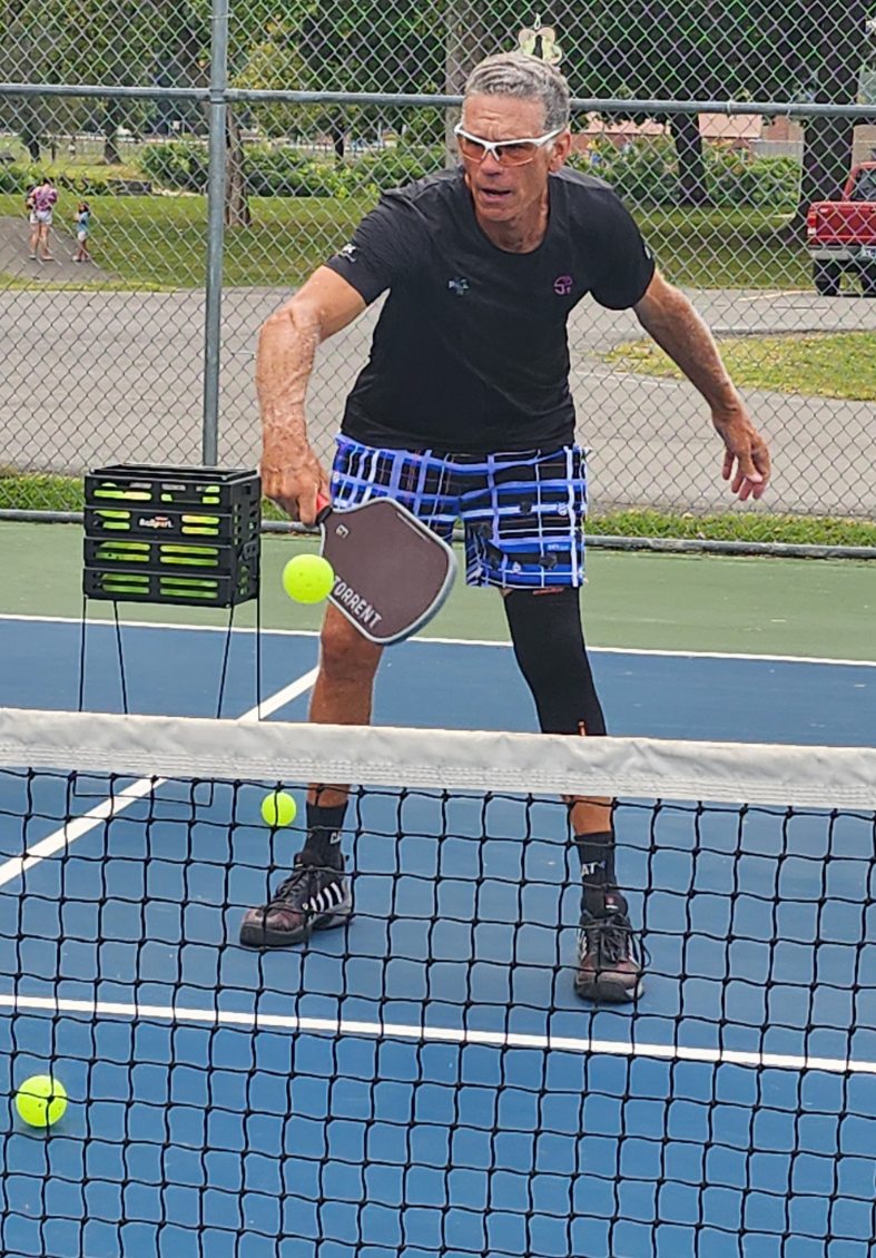 Got Pla(yed)id© Black, White, Blue & Fuchsia Men's Long Casual Shorts for Pickleball Enthusiasts