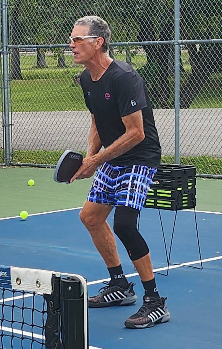 Got Pla(yed)id© Black, White, Blue & Fuchsia Men's Long Casual Shorts for Pickleball Enthusiasts