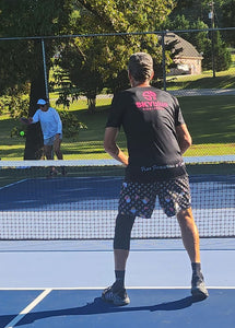 Spring Dink Gradient Logo© Black, Grey, White, Purple, Violet, & Golden Yellow Men's Long Casual Shorts for Pickleball Enthusiasts