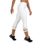 Load image into Gallery viewer, Julie Heitman Custom Initials Women's Pickleball Capris – White &amp; Gold (Personalized)
