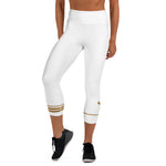 Load image into Gallery viewer, Julie Heitman Custom Initials Women's Pickleball Capris – White &amp; Gold (Personalized)
