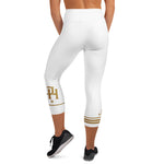 Load image into Gallery viewer, Julie Heitman Custom Initials Women's Pickleball Capris – White &amp; Gold (Personalized)
