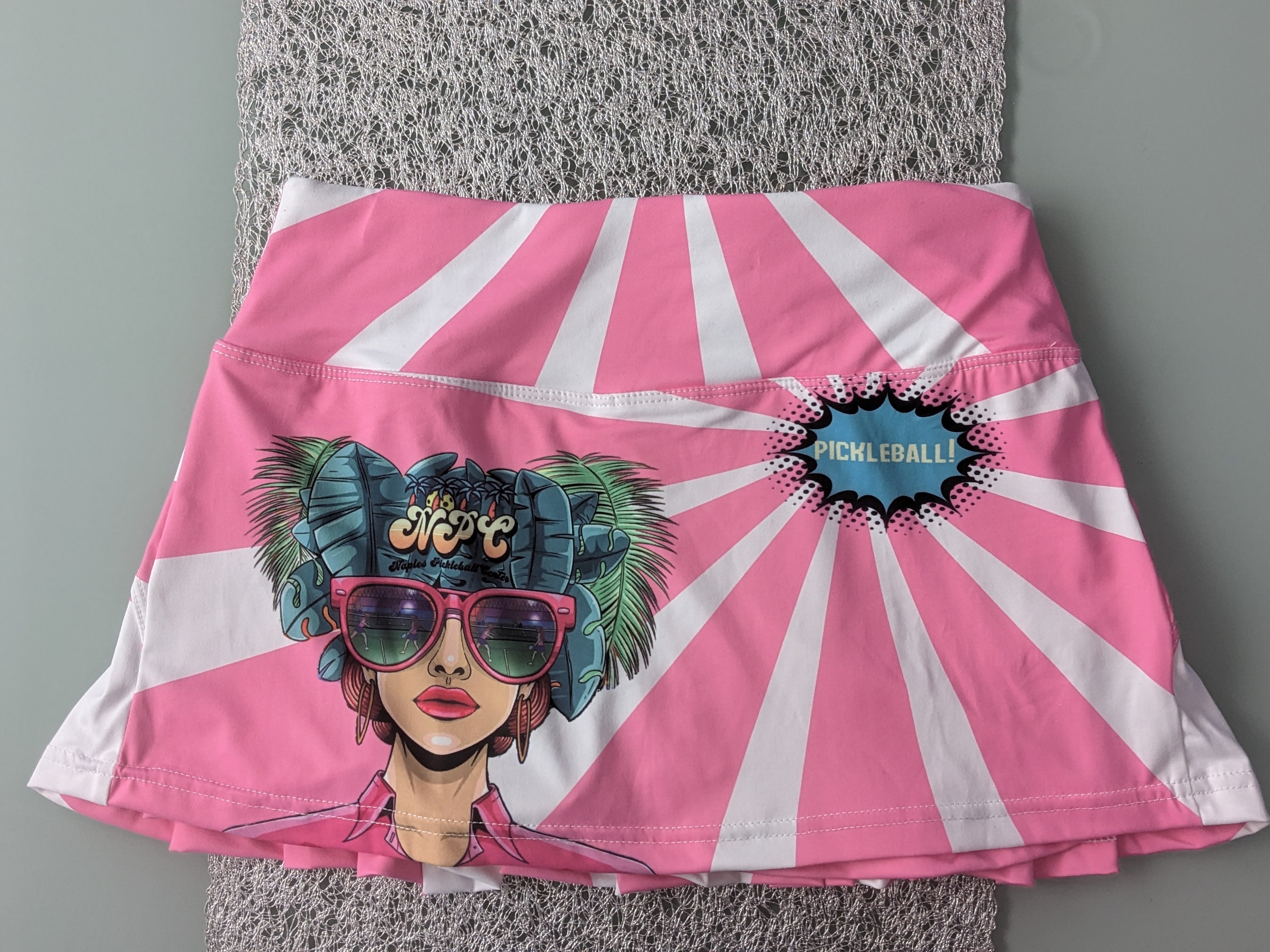 Where the Fun Begins!™ Women's Skorts – Vibrant Pop Art Design with Pockets, UPF 50+, Exclusive Naples Pickleball Center Edition