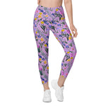 Load image into Gallery viewer, Petal Perfect Pickleball Women's Leggings – High-Waisted with Pockets, UPF 50+, Bold Floral Print, front view
