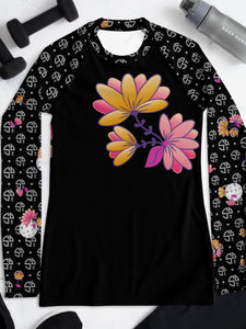 Spring Dink Logo© Ball On! Black, White, Golden Yellow, Beetroot Purple, Prism Violet, & Wood Violet Women's Performance Long Sleeve Shirt for Pickleball Enthusiasts, UPF 50+
