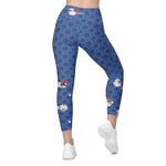 Load image into Gallery viewer, Spring Dink Logo Gradient© Red, White &amp; Blue Pickleball Performance Leggings with pockets, UPF 50+
