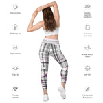 Load image into Gallery viewer, Got Pla(yed)id© Grey &amp; Fuchsia High-Waisted Pickleball Performance Leggings with pockets, UPF 50+
