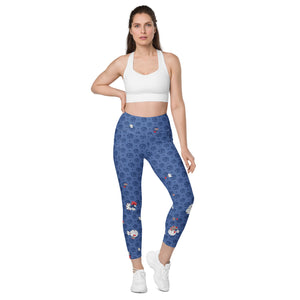 Spring Dink Logo Gradient© Red, White & Blue Pickleball Performance Leggings with pockets, UPF 50+