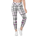 Load image into Gallery viewer, Got Pla(yed)id© Grey &amp; Fuchsia 2.0 High-Waisted Pickleball Performance Leggings with pockets, UPF 50+
