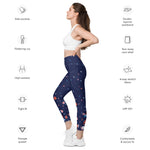 Load image into Gallery viewer, Spring Dink Gradient© Blue High-Waisted Pickleball Performance Leggings with pockets, UPF 50+
