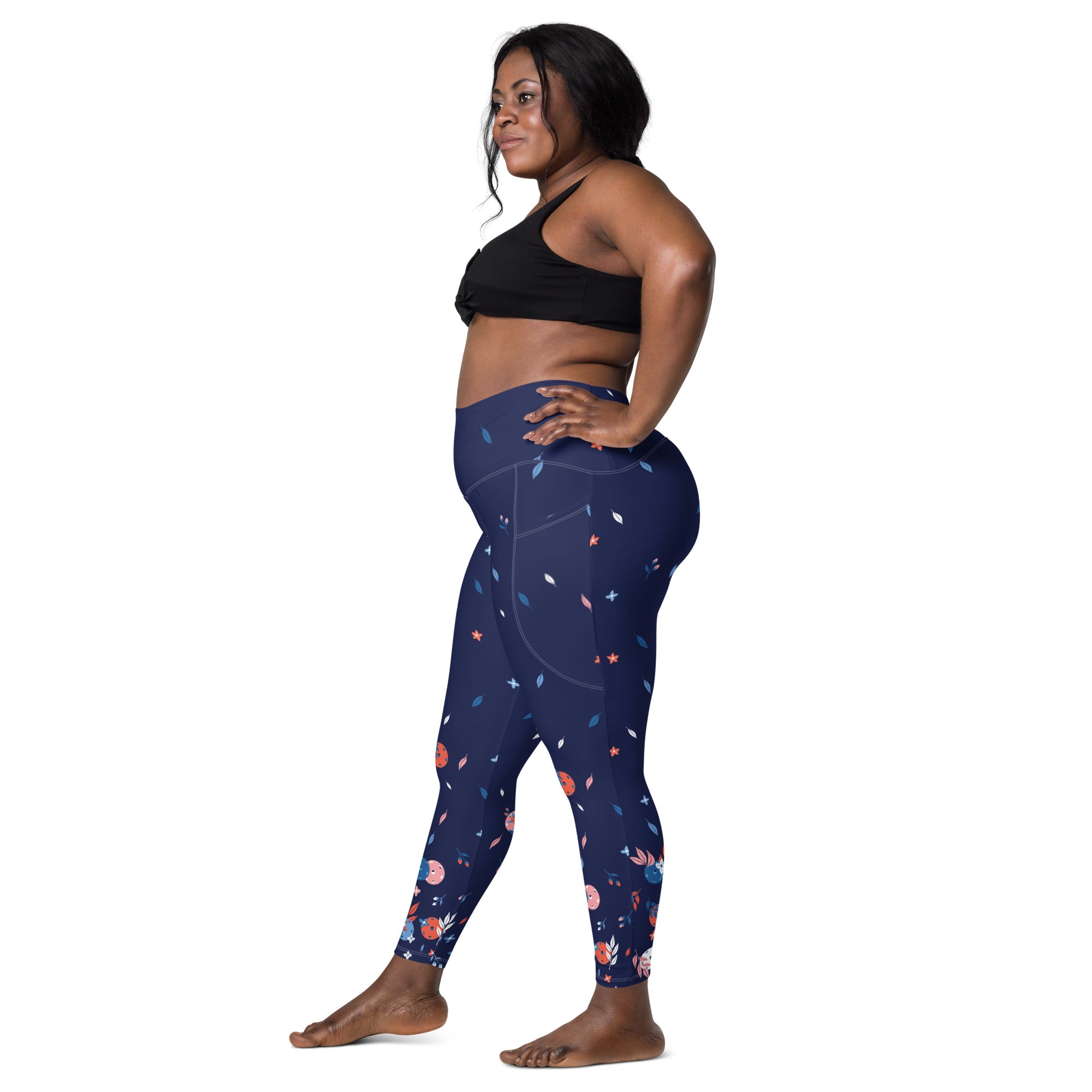 Spring Dink Gradient© Blue High-Waisted Pickleball Performance Leggings with pockets, UPF 50+