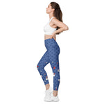 Load image into Gallery viewer, Spring Dink Logo Gradient© Red, White &amp; Blue Pickleball Performance Leggings with pockets, UPF 50+
