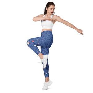 Spring Dink Logo Gradient© Red, White & Blue Pickleball Performance Leggings with pockets, UPF 50+