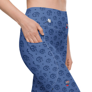 Spring Dink Logo Gradient© Red, White & Blue Pickleball Performance Leggings with pockets, UPF 50+