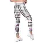 Load image into Gallery viewer, Got Pla(yed)id© Grey &amp; Fuchsia High-Waisted Pickleball Performance Leggings with pockets, UPF 50+

