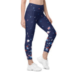 Load image into Gallery viewer, Spring Dink Gradient© Blue High-Waisted Pickleball Performance Leggings with pockets, UPF 50+
