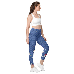 Spring Dink Logo Gradient© Red, White & Blue Pickleball Performance Leggings with pockets, UPF 50+