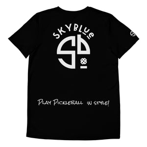 SKYblue™ Pickleball Black Performance Fabric Shirt for Men, Accent Tangelo!