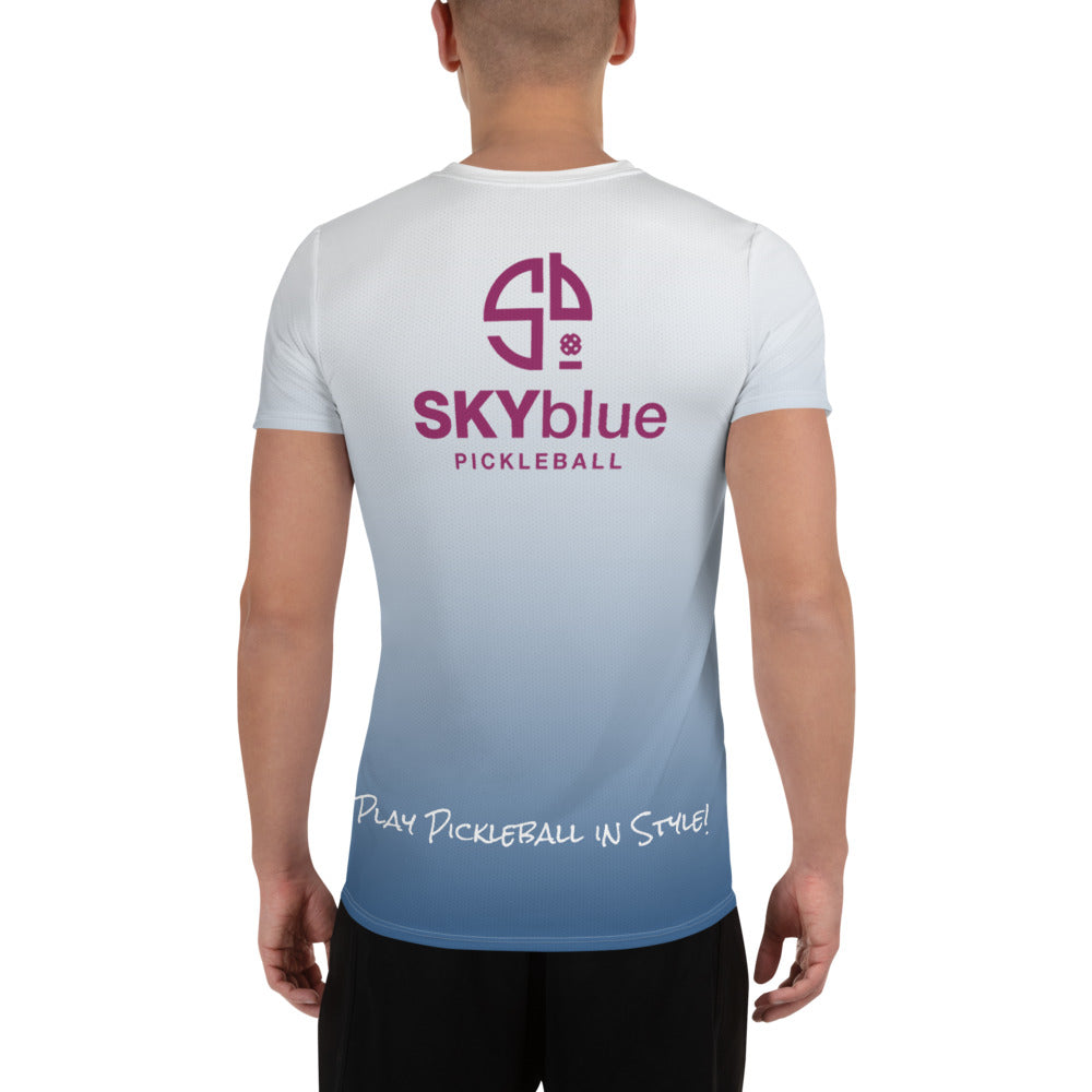 Men's Short Sleeve Activewear Shirt Ombre Blue - Perfect Match for Dink & Drive Under the Sun Hopeful Discordance© Men's Short