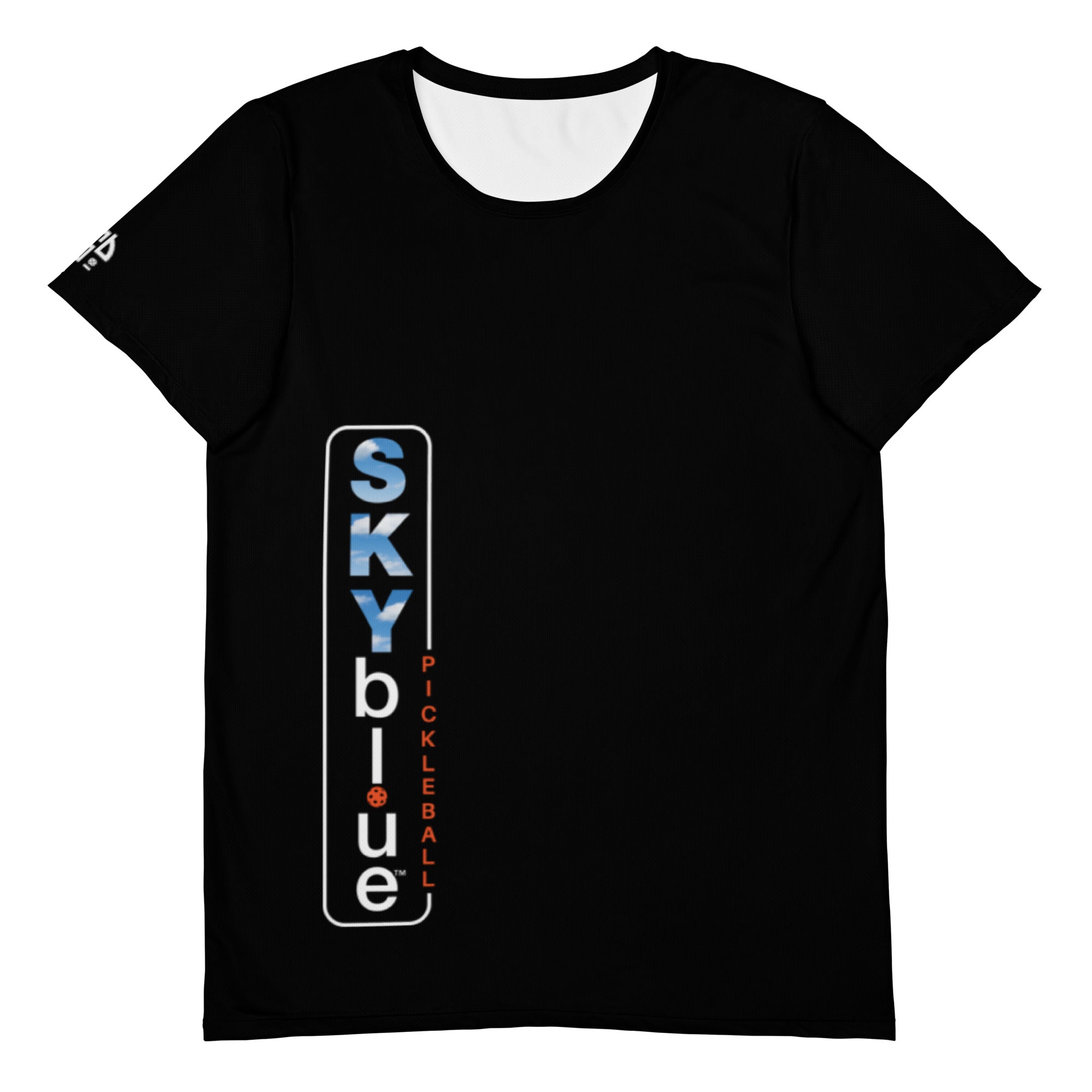 SKYblue™ Pickleball Black Performance Fabric Shirt for Men, Accent Tangelo!