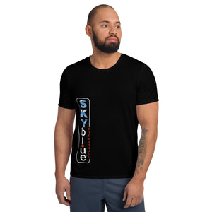 SKYblue™ Pickleball Black Performance Fabric Shirt for Men, Accent Tangelo!