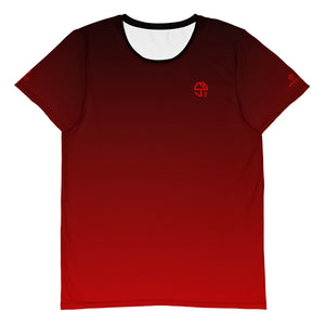 Men's Athletic Shirt in Ombre Red to Black - Moisture Management Fabric