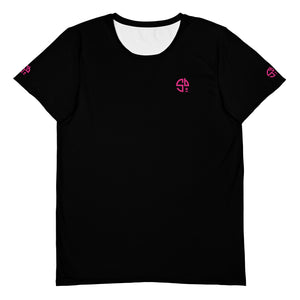 Men's Athletic Short Sleeve Shirt in Black - Perfect Match for 'I Campi da Pickleball©' Ombre Magenta & Black/White Shorts