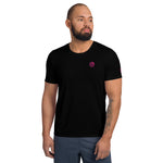 Load image into Gallery viewer, Men&#39;s Athletic Short Sleeve Shirt in Black - Perfect Match for &#39;I Campi da Pickleball©&#39; Ombre Magenta &amp; Black/White Shorts
