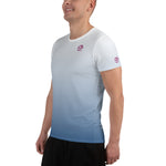 Load image into Gallery viewer, Men&#39;s Short Sleeve Activewear Shirt Ombre Blue - Perfect Match for Dink &amp; Drive Under the Sun Hopeful Discordance© Men&#39;s Short
