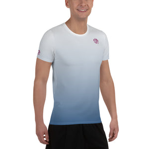 Men's Short Sleeve Activewear Shirt Ombre Blue - Perfect Match for Dink & Drive Under the Sun Hopeful Discordance© Men's Short