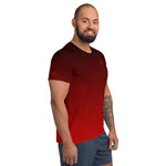 Load image into Gallery viewer, Men&#39;s Athletic Shirt in Ombre Red to Black - Moisture Management Fabric
