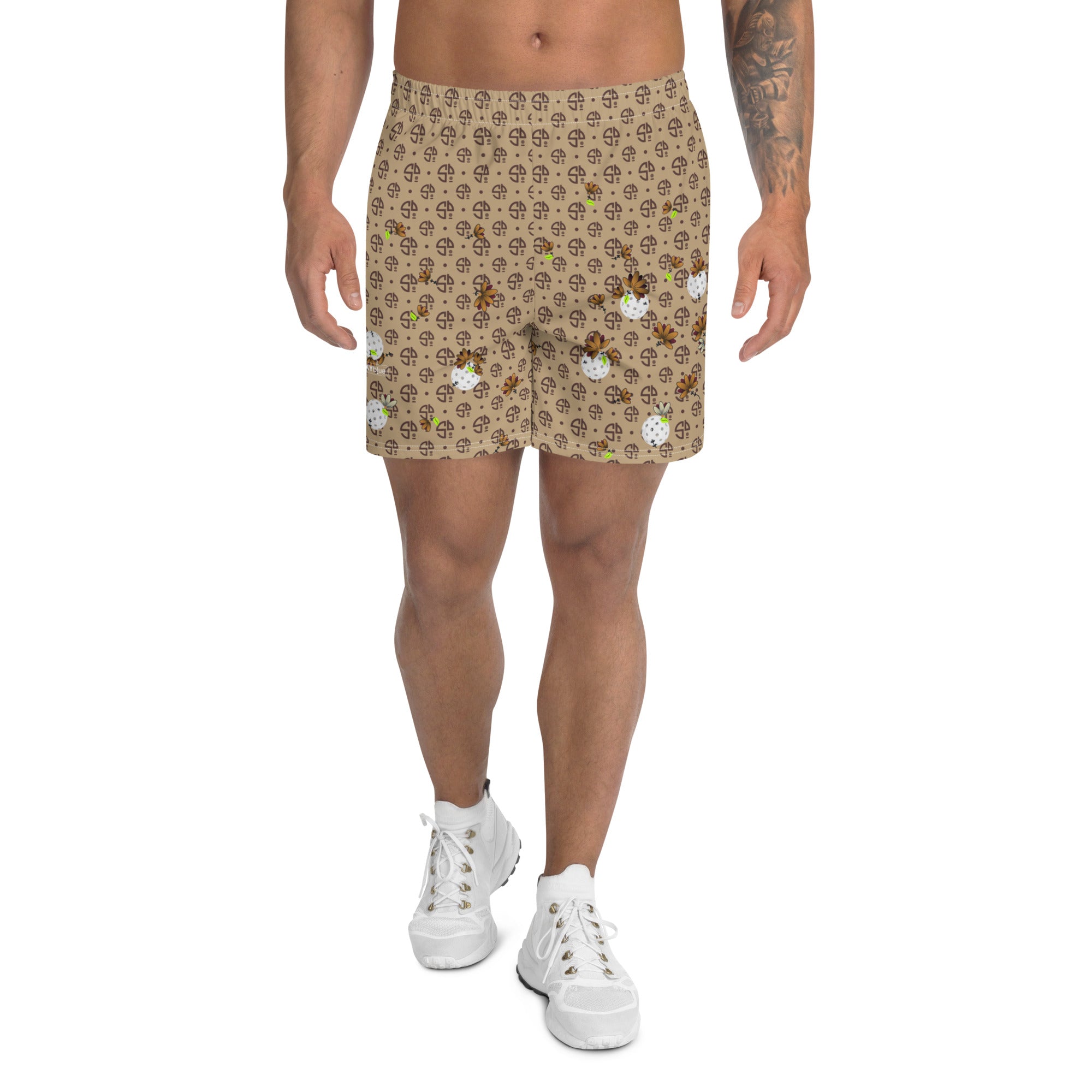 Sandbagger aka Spring Dink Gradient Logo© Shades of Brown Men's Long Casual Shorts for Pickleball Enthusiasts