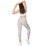 Load image into Gallery viewer, Spring Dink Gradient© Beige &amp; Fuchsia Pickleball Performance Leggings with pockets, UPF 50+
