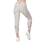 Load image into Gallery viewer, Spring Dink Gradient© Beige &amp; Fuchsia Pickleball Performance Leggings with pockets, UPF 50+
