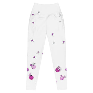 Spring Dink Gradient© Grey & Fuchsia Pickleball Performance Leggings with pockets, UPF 50+