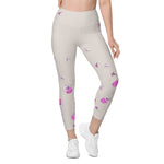 Load image into Gallery viewer, Spring Dink Gradient© Beige &amp; Fuchsia Pickleball Performance Leggings with pockets, UPF 50+
